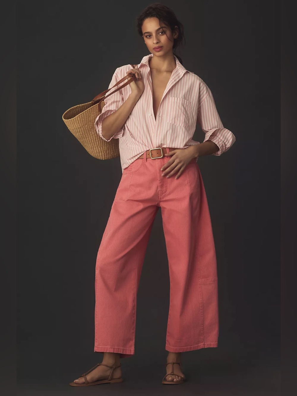 The Kenna Mid-Rise Heritage Barrel Jeans by Pilcro NWOT Size 23 OS Coral